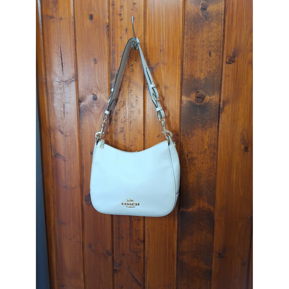 Coach Chelsea Hobo Pebble Leather Shoulder Bag Off-white